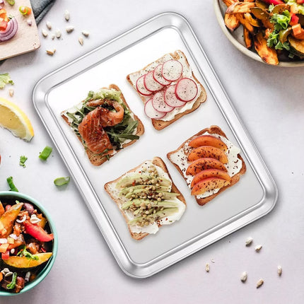 2Pack Stainless Steel Baking Tray Set Non-Stick Sheet Oven Bakeware Plate BBQ 40*30*2.5cm
