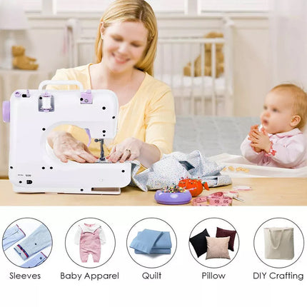 Mini Sewing Machine 12 Stitch Electric Foot Pedal 2-Speed for DIY and Repairs
