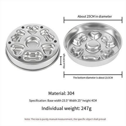 Slow Feeder Dog Bowls 304 Stainless Steel Metal Dog Food Bowl Non-Slip Base
