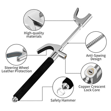 Car Steering Wheel Lock Anti Theft Security Wheel Clamp Extendable Heavy Duty