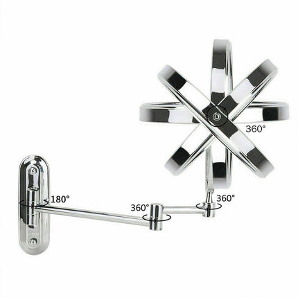Two-Sided Swivel Wall Mount Mirror 8” Magnifying Mirror with Folding Arm Chrome