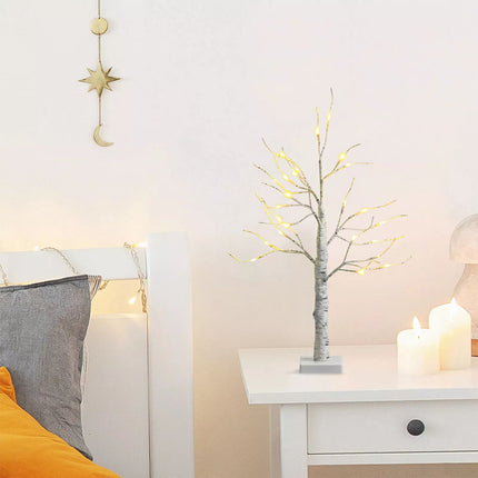 60cm Christmas Birch Twig Tree Tabletop Tree 24 Warm White LED Light Home Decor