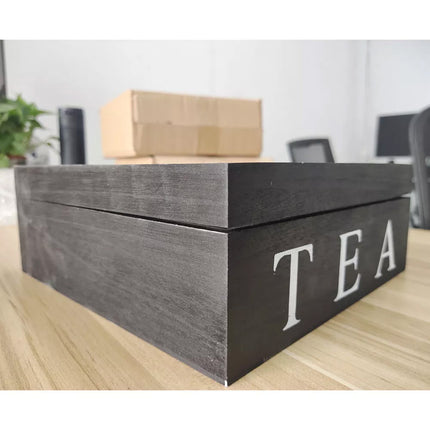 Wooden Tea Bag Chest Box Glass Window Wood Jewellery Storage Organiser Assorted