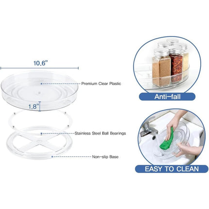 Round Rotating Storage Trays 2PCS Kitchen Pantry Turntable Rack for Cosmetics