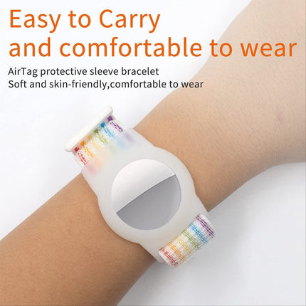 3Packs Apple AirTag Case Wristband Protective Cover Colorful & Rainbow & Grey