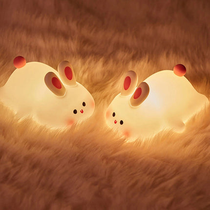 Big face rabbit patting small night light colorful toy ornaments