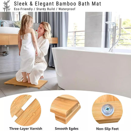 Clevinger Bamboo Bath Duck Board,Shower Mat,Bathroom Mat 53 x 35.5 x 2.5 cm