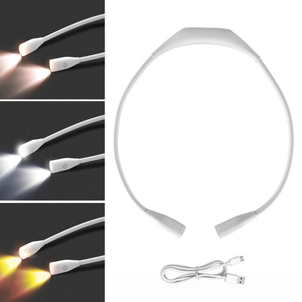 LED Neck Reading Light Flexible USB Rechargeable Hands Free Bed Night Book Lamp