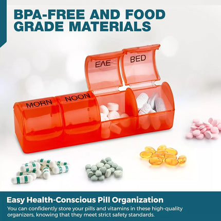 2Pcs Pill Box 7 Day Medicine Tablet Dispenser Organiser Weekly Storage Case Container