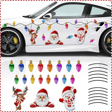 Christmas Reflective Car Stickers Colorful Decals Car Xmas Decorations