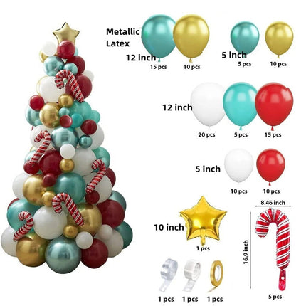 96PC Red White Christmas Tree Balloon Kit Xmas Party Decorations Garland Arch Ki