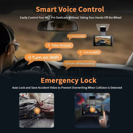 AZDOME M17 Pro Dash Cam Voice Activated Front Rear Wifi 64GB Card Loop Recording