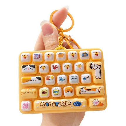 Mini Fingertip Button Keyring Cartoon Stress Relief Fidget Toy Travel Use