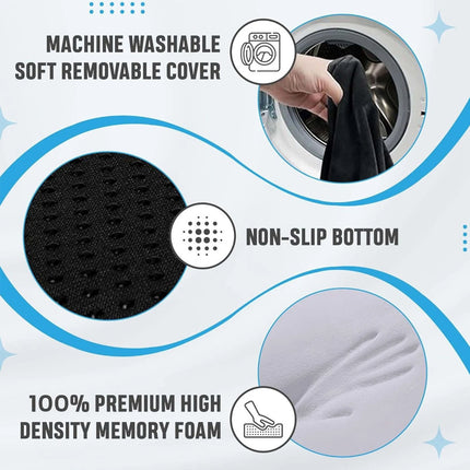 Black Memory Foam Seat Cushion w/Lumbar Support Pillow for Back & Sciatica Pain Relief