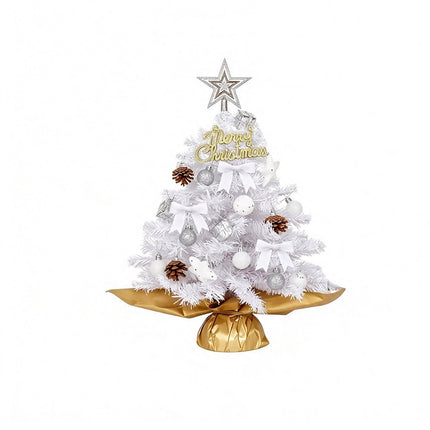 Mini Christmas Tree with Lights, Desktop Tabletop Xmas Tree, Star Topper Decor Ornaments