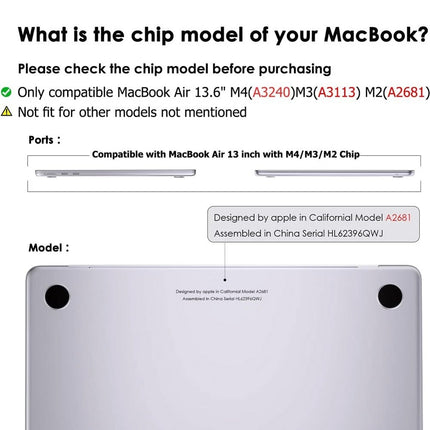 For MacBook Air 13inch Case Cover M4 M3 M2 2025 Release A3240 A3113 A2681 Shell