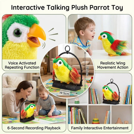 Talking Record Parrot Toy Repeats What You Say Parrot Bird Record and Speak