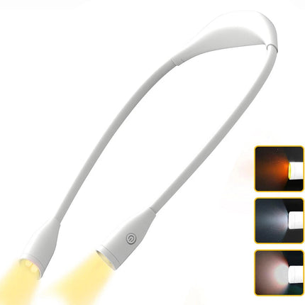 LED Neck Reading Light Flexible USB Rechargeable Hands Free Bed Night Book Lamp