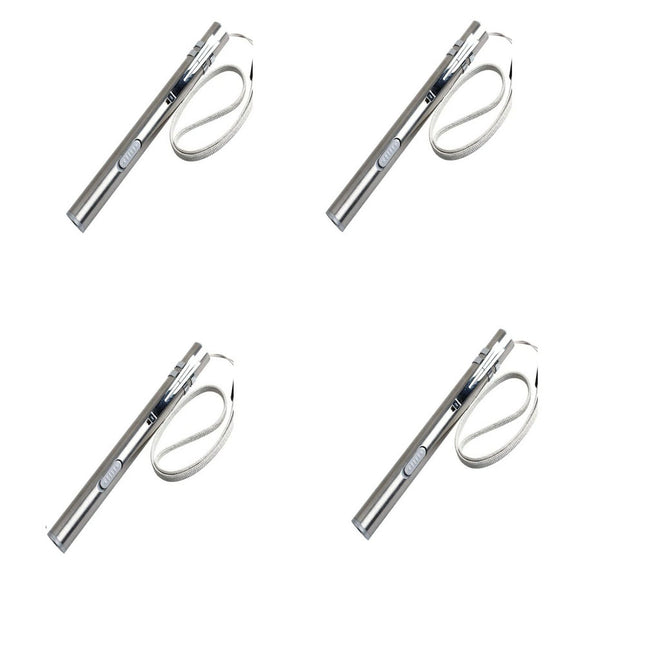 4Pack Flashlight Stainless Steel LED Torch Light Mini Pen MICRO USB Rechargeable Small