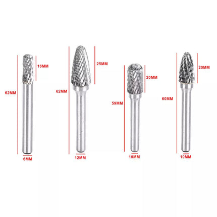8X 1/4&#034; 6mm Shank Die Grinder Tungsten Carbide Rotary Carving Bits Grinding Kit