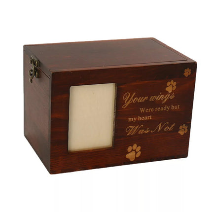 Wooden Pet Memorial Urn For Ashes With Photo Frame Dog Memory Box