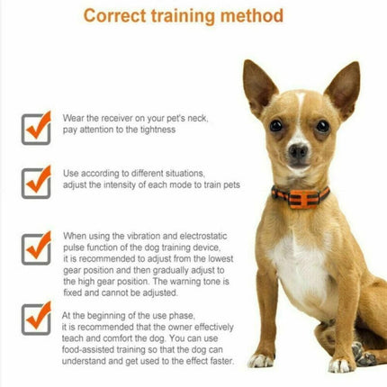 Anti-Bark Electric Shock Pet Dog Training E-Collar Obedience Remote Control Orange
