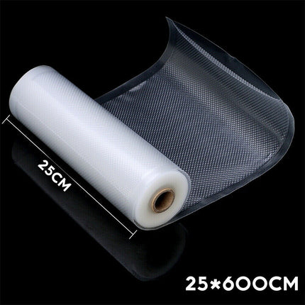 4 Rolls Vacuum Food Sealer Saver Bag Seal Storage Commercial Grade (25cm X 6M)