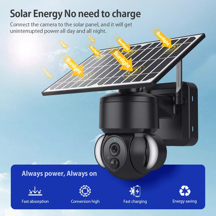 4G Network Wireless HD 1080P Pan Tilt Solar Panel Outdoor Security Camera LTE
