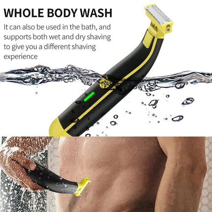 Full Body Washed Wet and Dry Shaver,Men's Electric Shaver Rotary Facial-Shaver