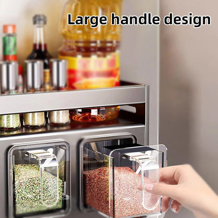Kitchen Spice Rack Wall Mounted Storage Box Shelf Organizer for Herbs and Jars  (4-Grids)