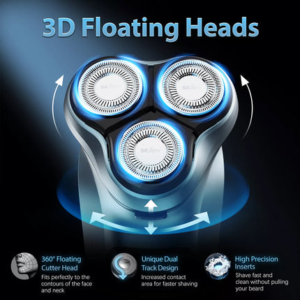 3 Rotary Head Cordless Electric Shaver Razor Pop-Up Trimmer Men's Facial