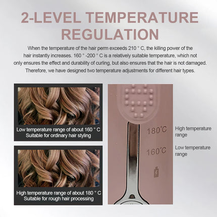 Portable Curling Wand, Mini Cordless Curling Iron USB Rechargeable Ceramic Hair