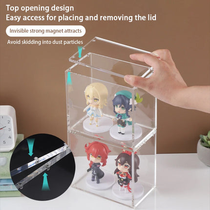 Clear Acrylic Display Case for Collectibles Figure with Magnetic Lid Stackable