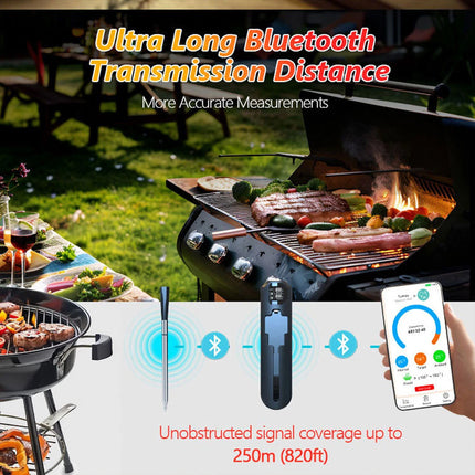 Wireless BBQ Thermometer Bluetooth Food Probe Kitchen Temperature Meat Grilling