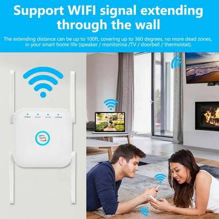 1200Mbps Dual Band Wireless WiFi Extender Repeater Router Range Signal Booster White