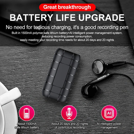500 hrs HD recording Mini voice activated recorder listening device 64 GB record