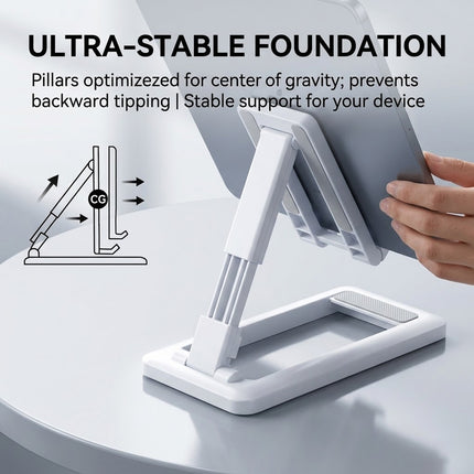 White Foldable Adjustable Universal Desk Stand Holder For Mobile Phone Tablet Portable