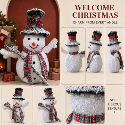 65cm Solar Powered LED Lighted Snowman Metal Frame Garden Christmas Decoration