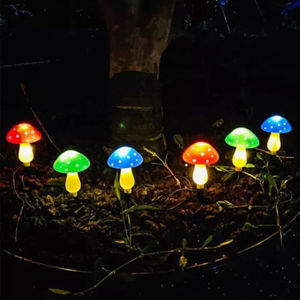 Solar Mushroom Lights LED Fairy String Light Outdoor Garden Path Xmas Decor Lamp
