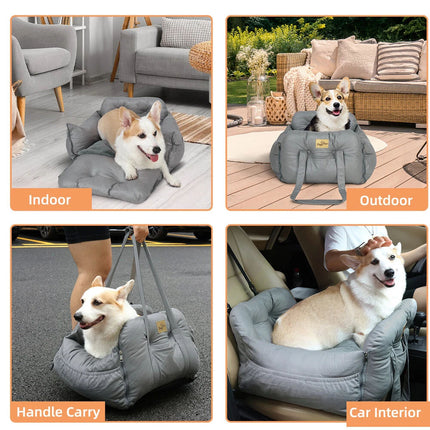 Safe Dog Car Booster Seat Belt Pet Protector Portable Travel Bed Basket Washable