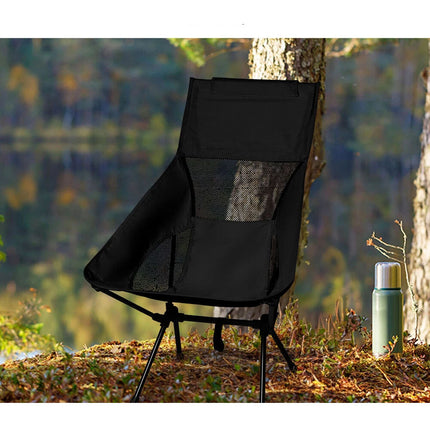 Folding Camping Chair with Cooler Bag Compact Fishing Outdoor Stool Backrest