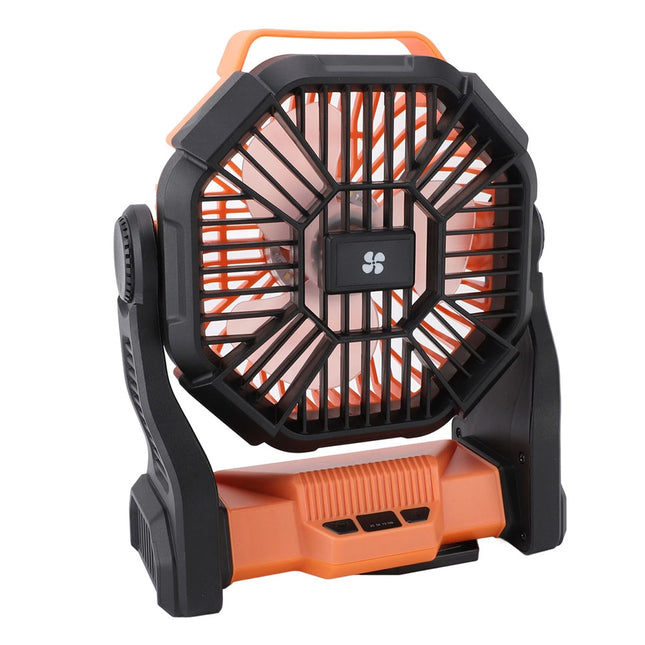 Portable LED Fan Camping Lights Rechargeable For Outdoor USB Tent Lamp With Hook Orange