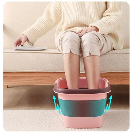 Folding Foot Spa Pedicure Bath Massage Tub Bucket Feet Basin Therapy Luxury Blue