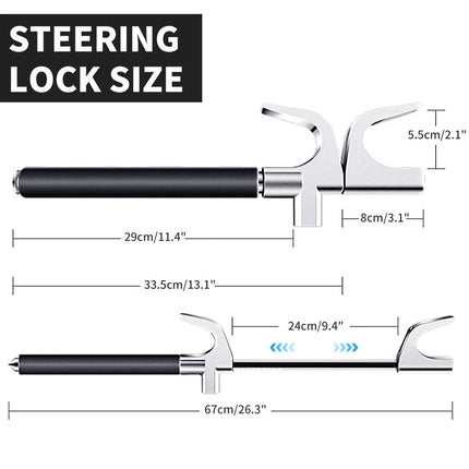 Car Steering Wheel Lock Anti Theft Security Wheel Clamp Extendable Heavy Duty