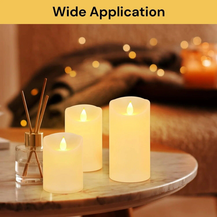 3Pcs Flameless LED Candles Battery Operated Flickering Flame Remote & Timer Gift