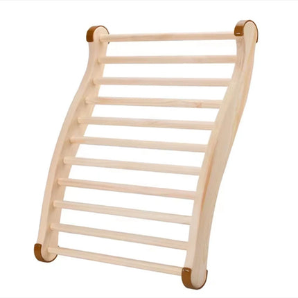 Sauna Backrest S-Shape Support Natural Wooden Ergonomic Design Sauna Chair