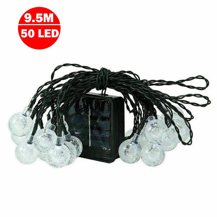 Solar Globe String LED Lights Bulb Waterproof Fairy Outdoor Festoon Garden Decor