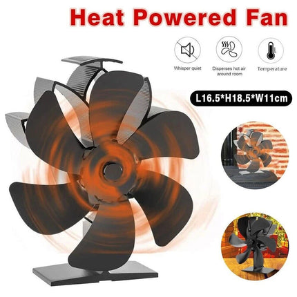 6 Blades Fireplace Stove Fan Heat Cocoon Self-Powered Wood Top Burner Eco Heater