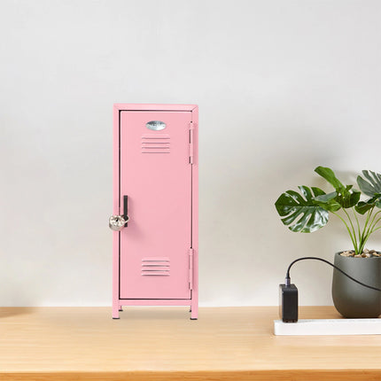 Mini Locker with Lock and Key Rustproof Metal Small Locker Mini Locker Cabinet (pink)