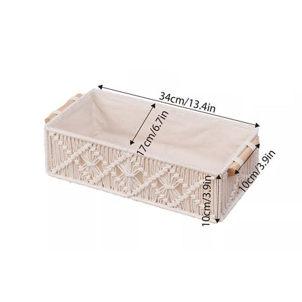 Hand Woven Square Storage Basket Desktop Organizer for Cosmetics Snack Office  (Large)